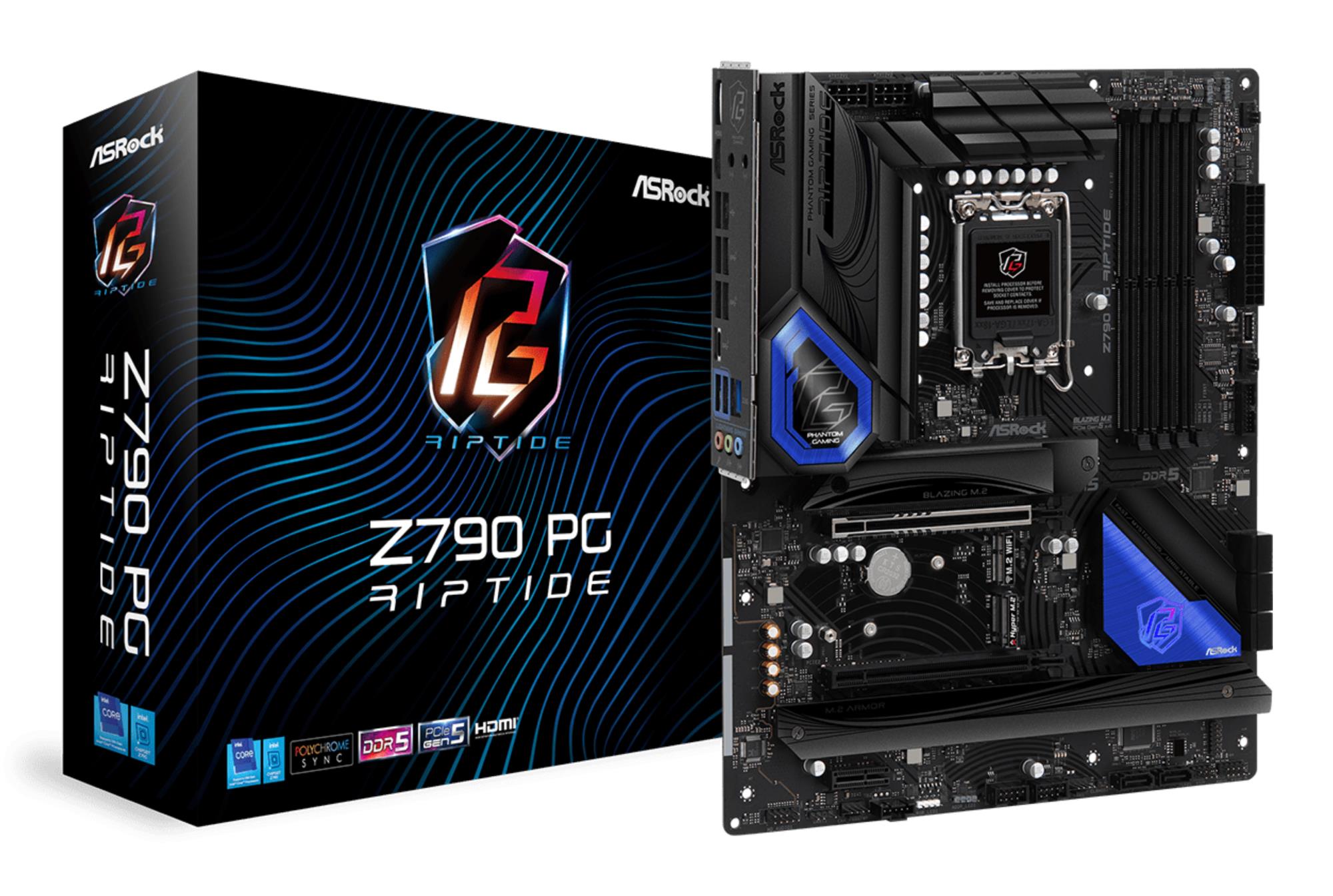 Mainboard ASROCK Intel Z790 LGA1700 ATX Memory DDR5 Memory slots 4 1xPCI-Express 3.0 1x 1xPCI-Express 4.0 16x 1xPCI-Express 5.0 16x 5xM.2 1xHDMI 1xDisplayPort 1xAudio-In 1xAudio-Out 1xMicrophone 2xUSB 2.0 6xUSB 3.2 1xUSB-C 1xRJ45 Z790PGRIPTIDE
