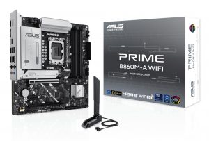 Mainboard ASUS Intel B860 Express LGA1851 Micro-ATX Memory DDR5 Memory slots 4 1xPCI-Express 4.0 1x 1xPCI-Express 4.0 16x 1xPCI-Express 5.0 16x 2xM.2 1xHDMI 1xDisplayPort 7xUSB 2.0 1xUSB-C 1xUSB-C w/Thunderbolt 1xOptical S/PDIF 1xRJ45 3xAudio port PRIMEB860M-AWIFI