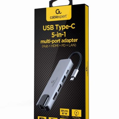 I/O ADAPTER USB-C TO HDMI/USB3/5IN1 A-CM-COMBO5-04 GEMBIRD