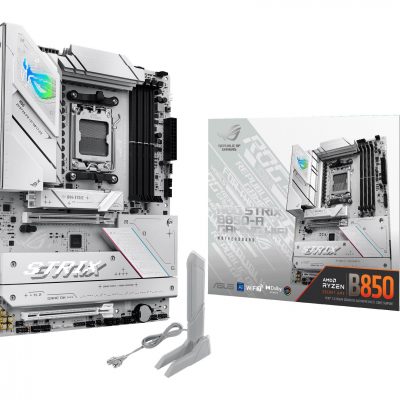 Mainboard ASUS AMD B850 SAM5 ATX Memory DDR5 Memory slots 4 1xPCI-Express 4.0 16x 1xPCI-Express 5.0 16x 4xM.2 1xHDMI 1xDisplayPort 12xUSB 2.0 3xUSB-C 1xOptical S/PDIF 1xRJ45 2xAudio port STRIXB850-AGAMINGWIFI