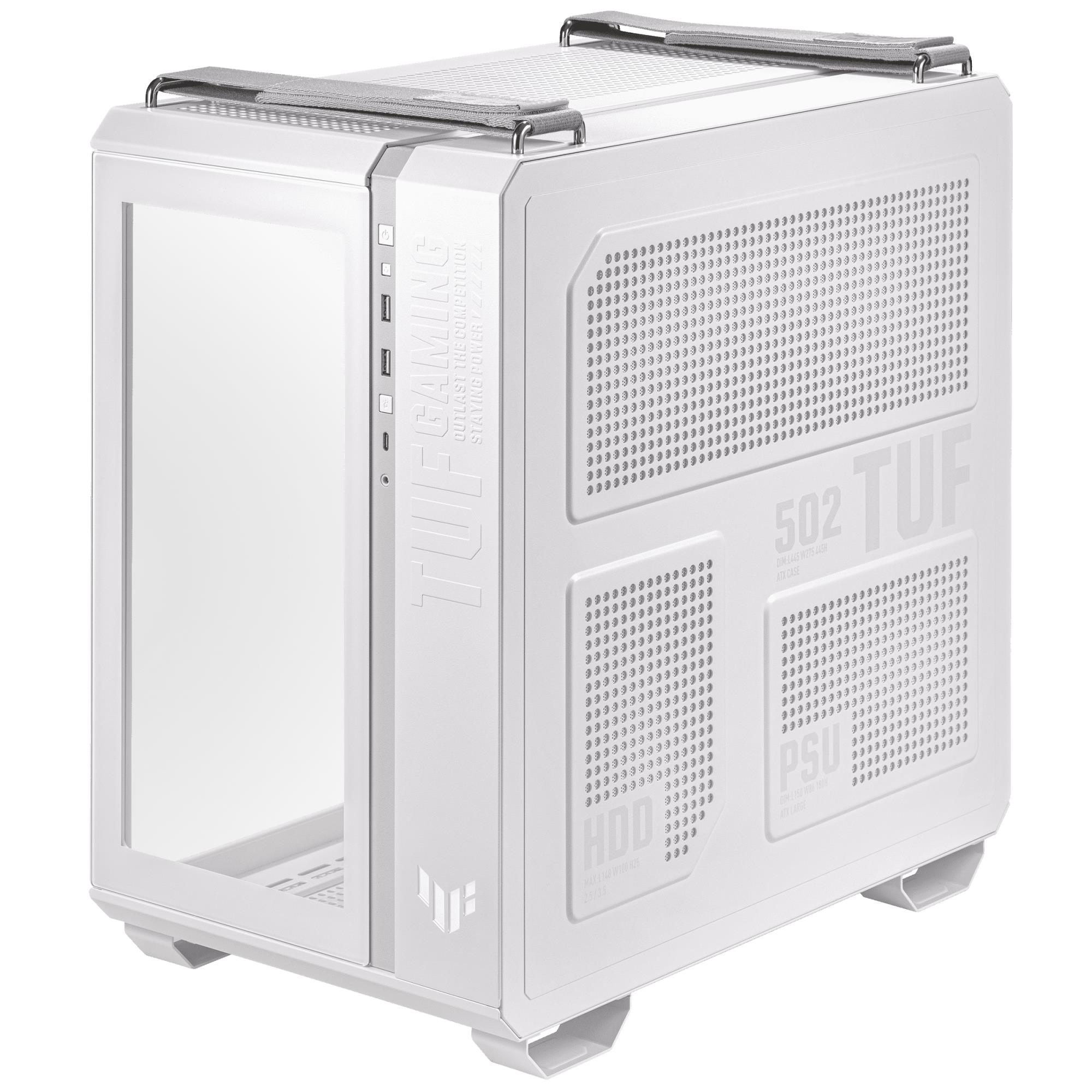 Case ASUS TUF Gaming GT502 MidiTower Case product features Transparent panel Not included ATX MicroATX MiniITX Colour White GAMGT502PLUS/TGARGBWH