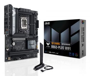 Mainboard ASUS Intel B860 Express LGA1851 ATX Memory DDR5 Memory slots 4 1xPCI-Express 4.0 1x 1xPCI-Express 4.0 16x 1xPCI-Express 5.0 16x 3xM.2 1xHDMI 1xDisplayPort 2xUSB 2.0 3xUSB 3.0 2xUSB 3.2 1xUSB-C 1xOptical S/PDIF 1xRJ45 5xAudio port TUFGAMINGB860-PLUSWIFI