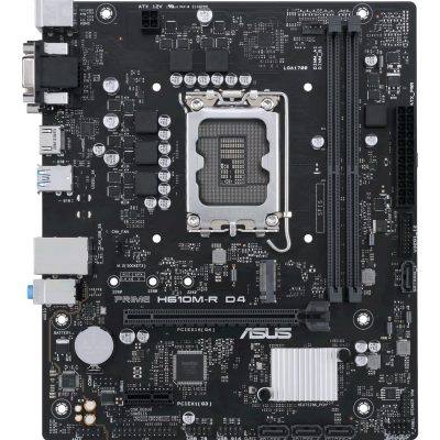 Mainboard ASUS Intel H610 LGA1700 Micro-ATX Memory DDR4 Memory slots 2 1xPCI-Express 1x 1xPCI-Express 16x 1xM.2 1x15pin D-sub 2xDVI-D 1xHDMI 2xUSB 2.0 2xUSB 3.2 2xPS/2 1xRJ45 3xAudio port PRIMEH610M-RD4-SI
