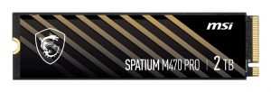 SSD MSI SPATIUM M470 PRO 2TB M.2 PCIe Gen4 NVMe 3D NAND Write speed 5000 MBytes/sec Read speed 6000 MBytes/sec 2.15mm TBW 640 TB MTBF 150000 hours S78-440Q990-P83