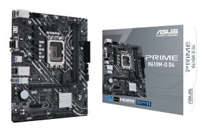 Mainboard ASUS Intel H610 LGA1700 MicroATX Memory DDR4 Memory slots 2 1xPCI-Express 3.0 1x 1xPCI-Express 4.0 16x 1xM.2 1x15pin D-sub 1xHDMI 2xAudio-In 1xAudio-Out 4xUSB 2.0 2xUSB 3.2 1xCOM 1xPS/2 1xRJ45 PRIMEH610M-DD4