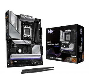 Mainboard ASROCK AMD B850 SAM5 ATX Memory DDR5 Memory slots 4 2xPCI-Express 4.0 16x 1xPCI-Express 5.0 16x 1xM.2 1xHDMI 1xDisplayPort 1xAudio-In 1xAudio-Out 2xUSB 2.0 1xUSB-C 1xOptical S/PDIF 1xRJ45 B850LIVEMIXERWIFI