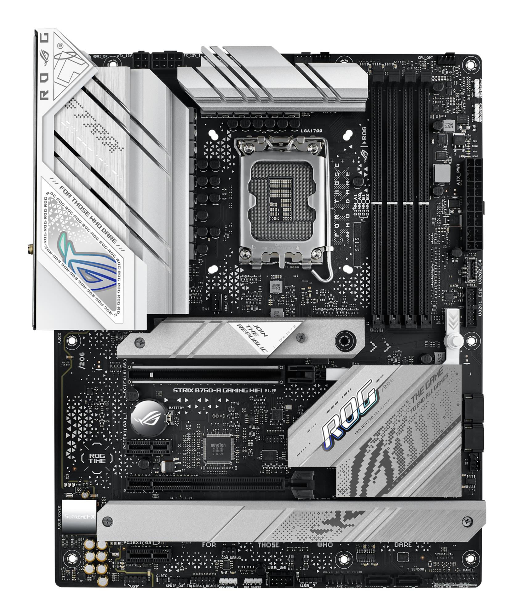 Mainboard ASUS Intel B760 Express LGA1700 ATX Memory DDR5 Memory slots 4 2xPCI-Express 3.0 1x 1xPCI-Express 3.0 16x 1xPCI-Express 5.0 16x 3xM.2 1xHDMI 1xDisplayPort 4xUSB 2.0 3xUSB 3.2 2xUSB-C 1xRJ45 5xAudio port STRIXB760-AGAMINGWIFI