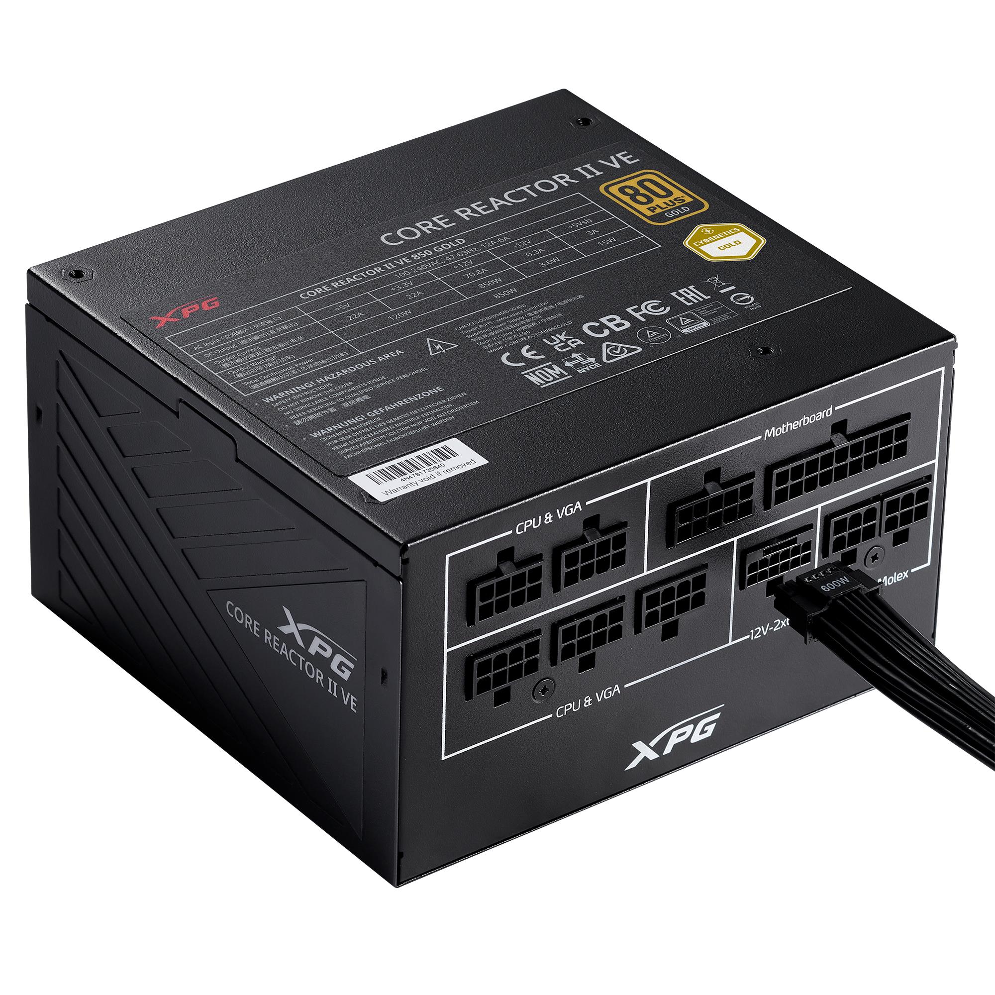 Power Supply ADATA CORE REACTOR II VE 750 Watts Efficiency 80 PLUS GOLD PFC Active MTBF 100000 hours COREREACTORIIVE750G-BKCEU