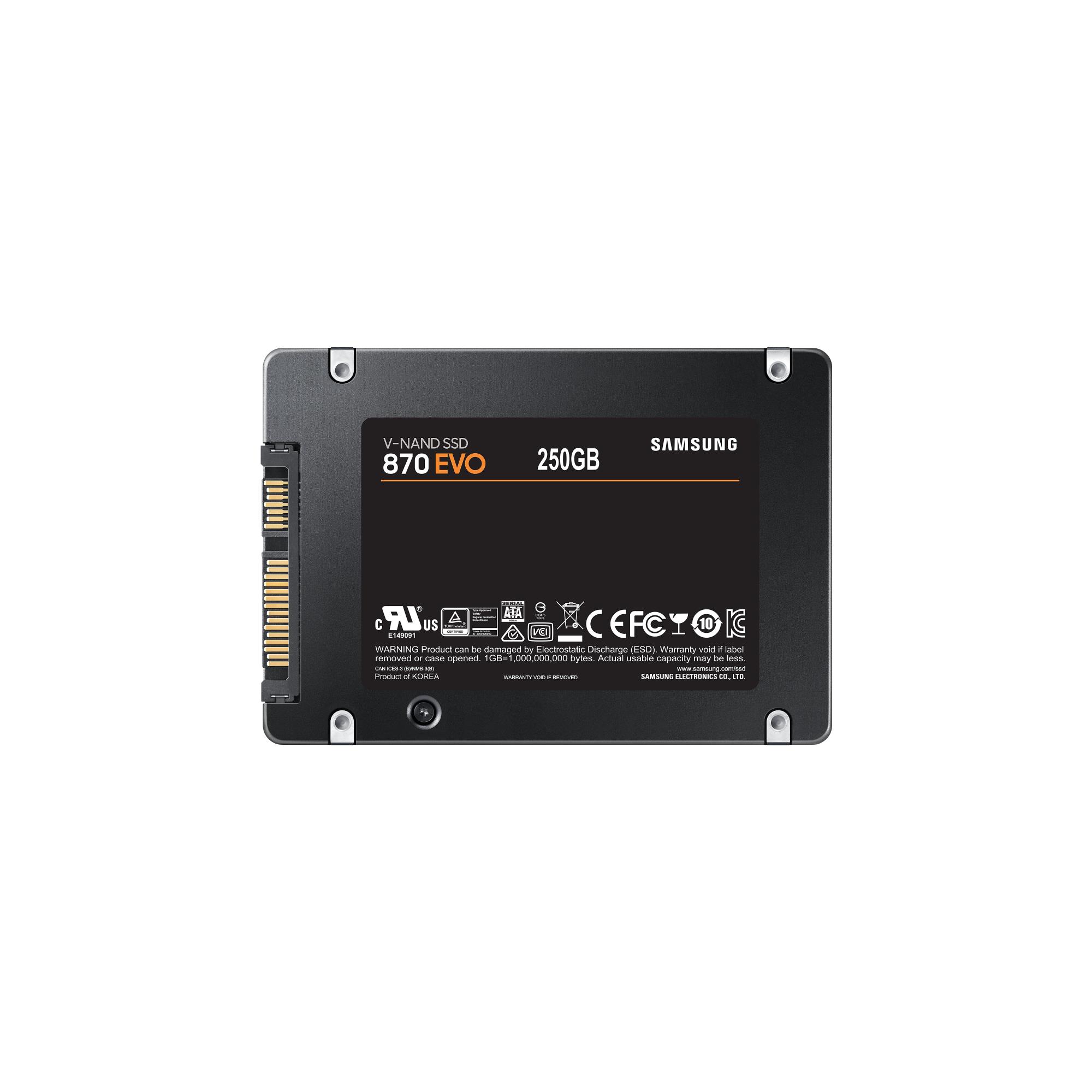 SSD SAMSUNG 870 EVO 250GB SATA MLC Write speed 530 MBytes/sec Read speed 560 MBytes/sec 2,5″ TBW 150 TB MTBF 1500000 hours MZ-77E250B/EU