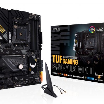 Mainboard ASUS AMD B550 SAM4 ATX Memory DDR4 Memory slots 4 1xPCI-Express 3.0 1x 1xPCI-Express 3.0 4x 1xPCI-Express 4.0 16x 2xM.2 1xHDMI 1xDisplayPort 2xAudio-In 3xAudio-Out 2xUSB 2.0 1xUSB type C 5xUSB 3.2 1xOptical S/PDIF 1xRJ45 TUFGAMB550-PLUSWIFIII