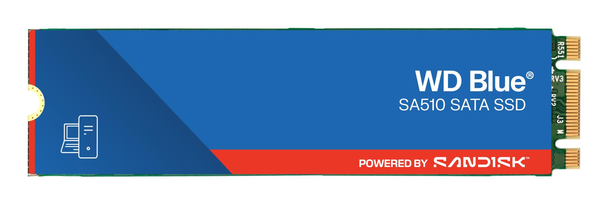 SSD SANDISK 400xTBW rating MTBF 1750000 h Read speed 560 MB/s Write speed 520 MB/s Serial ATA III M.2 1000 GB POWERED BY SANDISK Blue SA510 WDS100T3B0B
