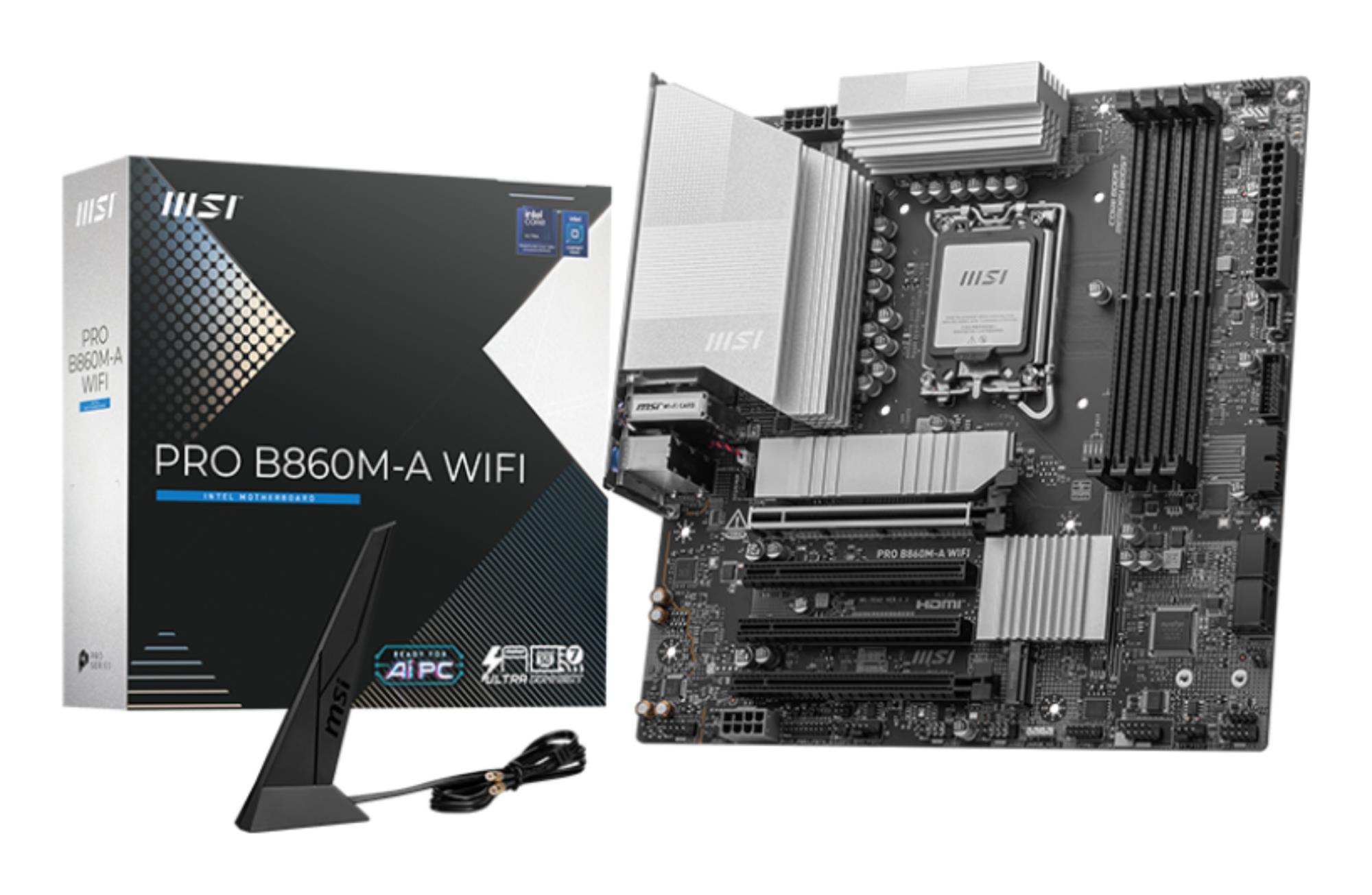 Mainboard MSI Intel B860 Express LGA1851 Micro-ATX Memory DDR5 Memory slots 4 PROB860M-AWIFI