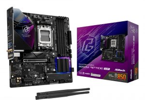 Mainboard ASROCK AMD B850 SAM5 Micro-ATX Memory DDR5 Memory slots 4 1xHDMI 1xDisplayPort 1xAudio-In 1xAudio-Out 1xMicrophone 4xUSB 2.0 3xUSB 3.2 1xUSB-C 1xRJ45 B850MRIPTIDEWIFI
