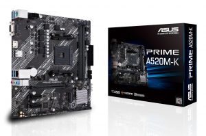 Mainboard|ASUS|AMD A520|SAM4|MicroATX|2xPCI-Express 3.0 1x|1xPCI-Express 3.0 16x|1xM.2|Memory DDR4|Memory slots 2|1x15pin D-sub|1xHDMI|2xUSB 2.0|4xUSB 3.2 type B|1xPS/2|3xStereo jack 3.5mm|1xRJ45|PRIMEA520M-K
