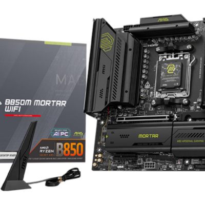Mainboard MSI AMD B850 SAM5 Micro-ATX Memory DDR5 Memory slots 4 1xPCI-Express 4.0 4x 1xPCI-Express 4.0 8x 1xPCI-Express 4.0 16x 1xPCI-Express 5.0 16x 3xM.2 1xHDMI 3xUSB 2.0 4xUSB 3.2 2xUSB-C 1xOptical S/PDIF 1xRJ45 2xAudio port MAGB850MMORTARWIFI