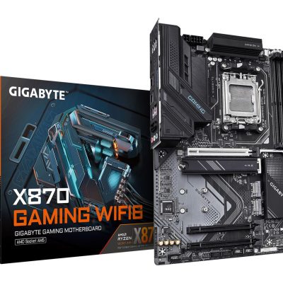 Mainboard GIGABYTE AMD X870 SAM5 ATX Memory DDR5 Memory slots 4 3xPCI-Express 16x 2xM.2 1xHDMI 1xAudio-In 1xAudio-Out 1xMicrophone 4xUSB 3.2 2xUSB-C 1xRJ45 X870GAMINGWF6