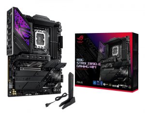 Mainboard ASUS Intel Z890 LGA1851 ATX Memory DDR5 Memory slots 4 1xPCI-Express 4.0 16x 1xPCI-Express 5.0 16x 7xM.2 1xHDMI 1xDisplayPort 1xAudio-In 1xAudio-Out 3xUSB 3.0 7xUSB 3.1 2xUSB-C 2xUSB-C w/Thunderbolt 1xOptical S/PDIF 1xRJ45 ROGSTRIXZ890-EGAMWIFI