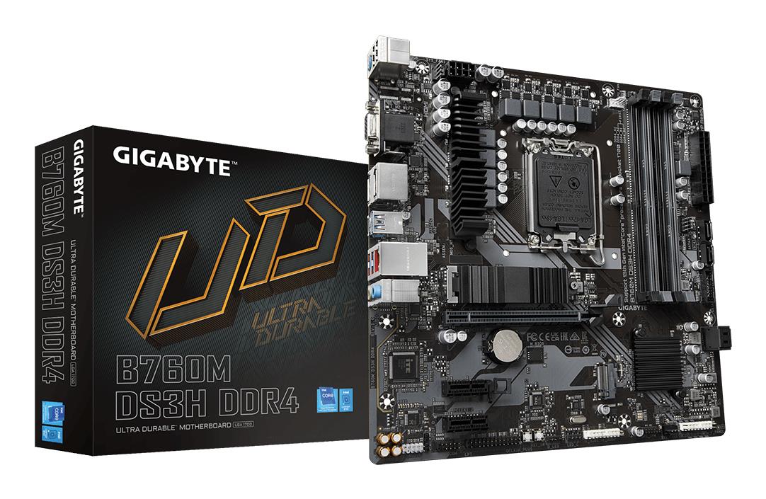Mainboard GIGABYTE B760M DS3H DDR4 Intel B760 Express LGA 1700 micro ATX RAM DDR4-SDRAM 4xSlots 2xNumber of M.2 (M) slots B760MDS3HDDR4