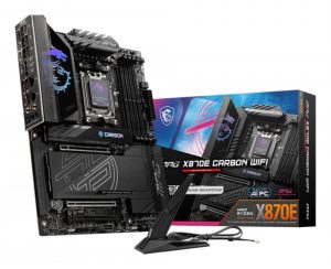 Mainboard|MSI|AMD X870E|SAM5|ATX|Memory DDR5|Memory slots 4|3xPCI-Express 16x|1xPCI-Express 4.0 4x |1xPCI-Express 5.0 4x|1xPCI-Express 5.0 16x|4xM.2|4xUSB 2.0|4xUSB 3.2|3xUSB-C|1xOptical S/PDIF|2xRJ45|2xAudio port|MPGX870ECARBONWIFI