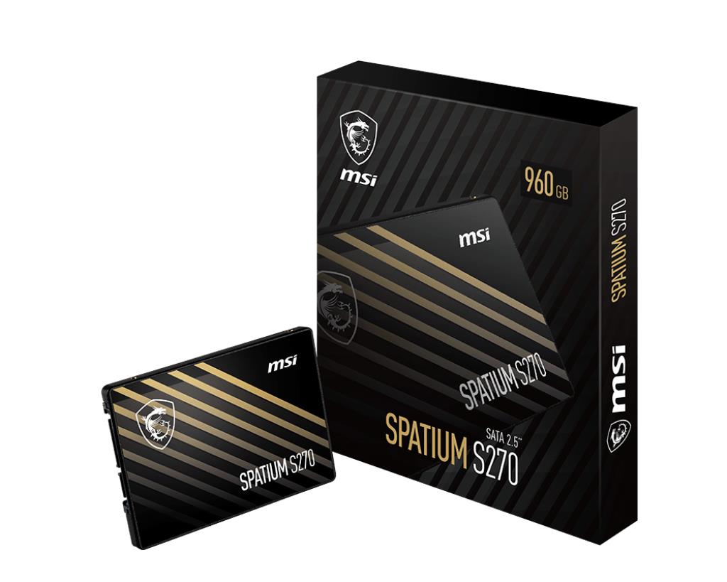 SSD MSI SPATIUM S270 960GB SATA 3D NAND Write speed 450 MBytes/sec Read speed 500 MBytes/sec 2,5″ TBW 500 TB MTBF 2000000 hours S78-440P130-P83