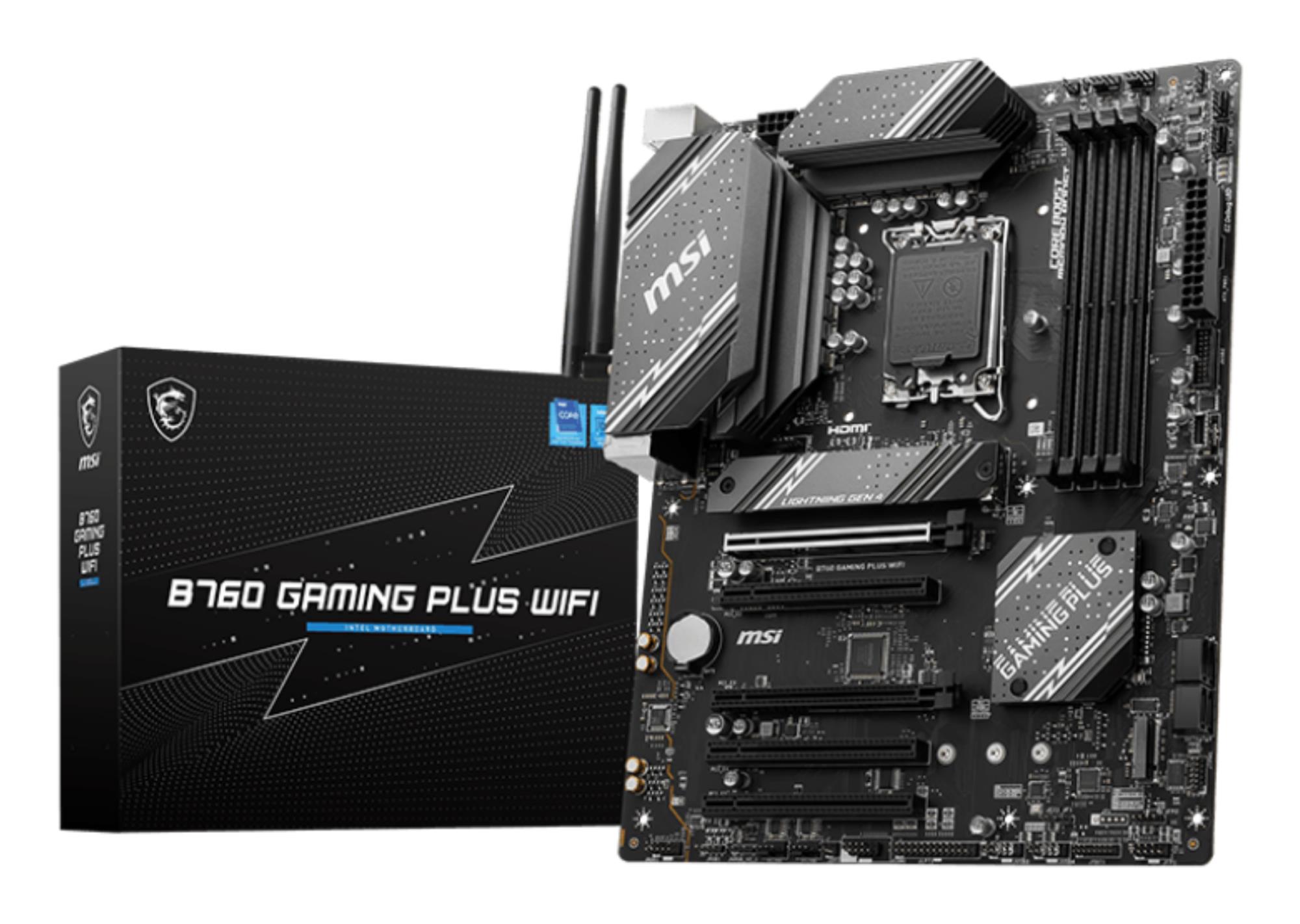 Mainboard MSI Intel B760 Express LGA1700 ATX Memory DDR5 Memory slots 4 5xPCI-Express 16x 2xM.2 1xHDMI 1xDisplayPort 2xUSB 2.0 2xUSB 3.2 1xUSB-C 1xPS/2 1xOptical S/PDIF 1xRJ45 5xAudio port B760GAMINGPLUSWIFI