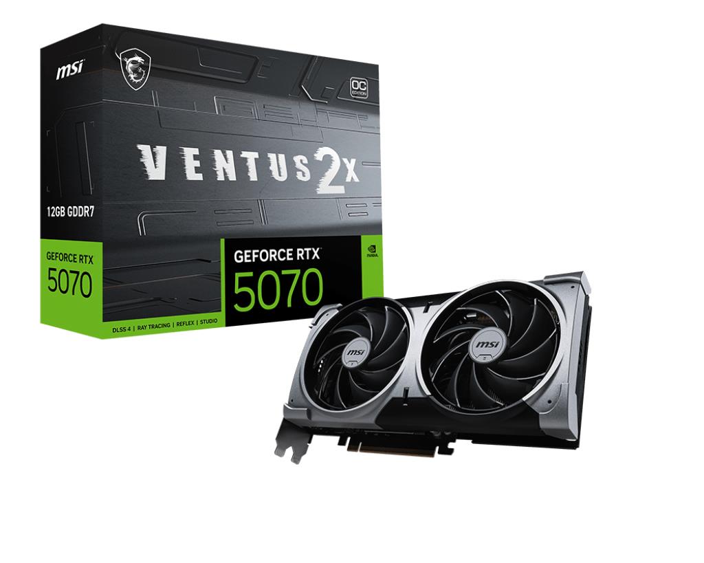 Graphics Card MSI NVIDIA GeForce RTX 5070 12 GB GDDR7 192 bit PCIE 5.0 16x Dual Slot Fansink 1xHDMI 3xDisplayPort RTX507012GVENTUS2XOC