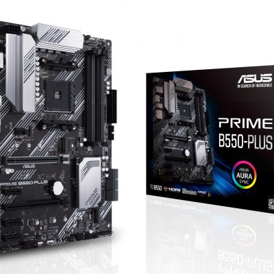Mainboard ASUS AMD B550 SAM4 ATX 3xPCI-Express 3.0 1x 1xPCI-Express 3.0 16x 2xM.2 1xPCI-Express 4.0 16x Memory DDR4 Memory slots 4 1xHDMI 1xDisplayPort 2xUSB 2.0 1xUSB type C 5xUSB 3.2 1xOptical S/PDIF 1xRJ45 5xAudio port PRIMEB550-PLUS