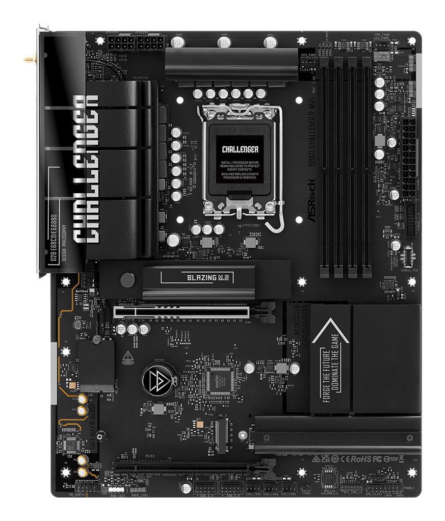 Mainboard ASROCK Intel B860 LGA 1851 (Socket V1) ATX RAM DDR5-SDRAM 4xSlots Wi-Fi Yes Bluetooth Yes 1xNumber of M.2 (M) slots B860CHALLENGERWIFI