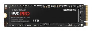 SSD SAMSUNG 990 PRO 1TB M.2 PCIE NVMe MLC Write speed 6900 MBytes/sec Read speed 7450 MBytes/sec 2.3mm TBW 600 TB MTBF 1500000 hours MZ-V9P1T0BW