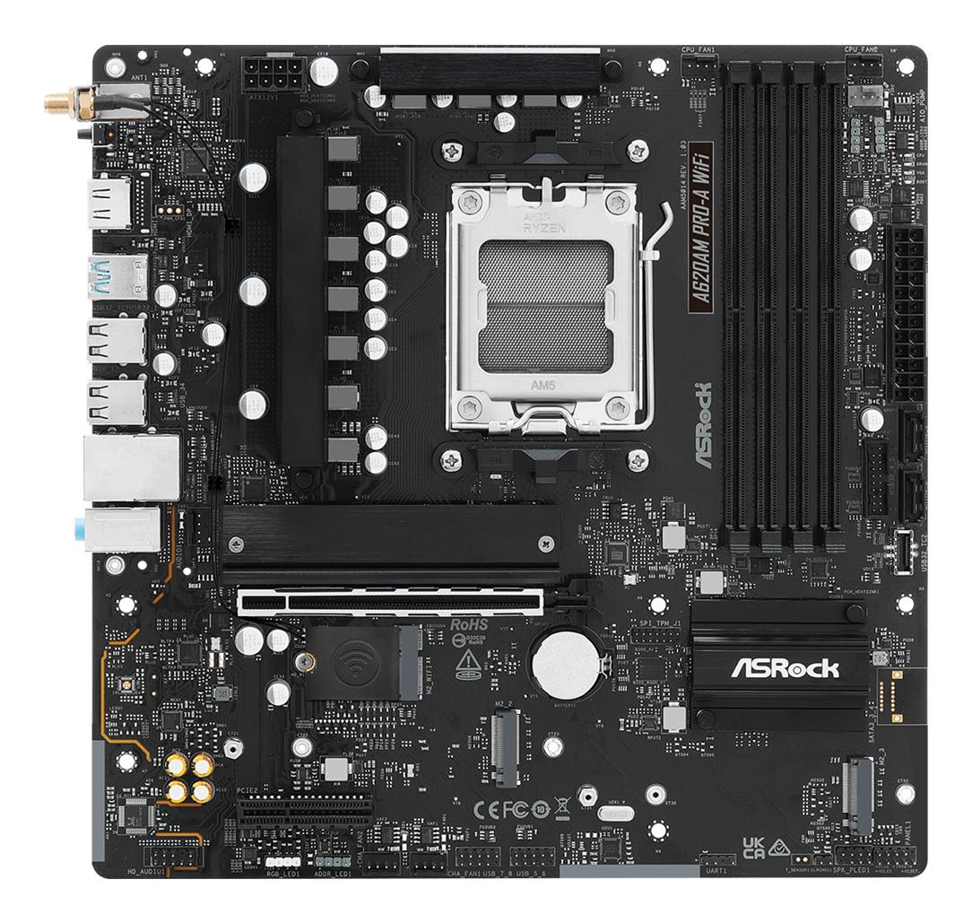 Mainboard ASROCK AMD A620A micro ATX RAM DDR5-SDRAM 2xSlots Wi-Fi Yes Bluetooth Yes 1xPCI Express x4 slots A620AMPRO-AWIFI