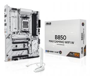 Mainboard ASUS AMD B850 SAM5 ATX Memory DDR5 Memory slots 4 2xPCI-Express 3.0 16x 1xPCI-Express 4.0 16x 1xPCI-Express 5.0 16x 3xM.2 1xHDMI 1xDisplayPort 2xUSB 2.0 5xUSB 3.2 1xUSB-C 1xRJ45 3xAudio port B850MAXGAMINGWIFIW