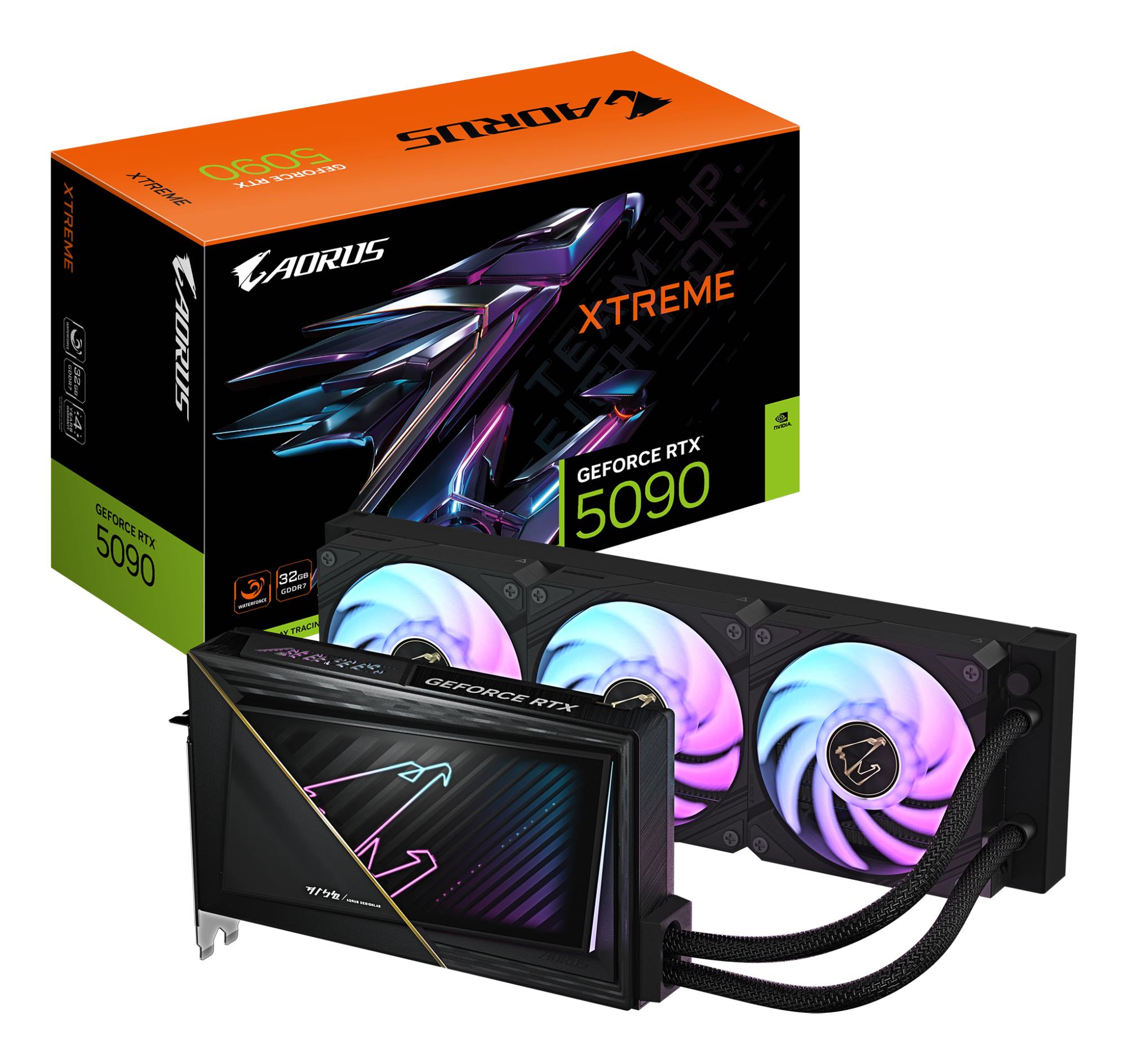 Graphics Card GIGABYTE NVIDIA GeForce RTX 5090 32 GB GDDR7 512 bit PCIE 5.0 16x GPU 2655 MHz Water cooling 1xHDMI 3xDisplayPort GV-N5090AORUSXW-32GD1.0