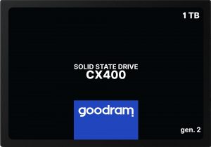 SSD GOODRAM CX400 GEN.2 1TB SATA 3D TLC Write speed 500 MBytes/sec Read speed 550 MBytes/sec 2,5″ TBW 720 TB MTBF 2000000 hours SSDPR-CX400-01T-G2