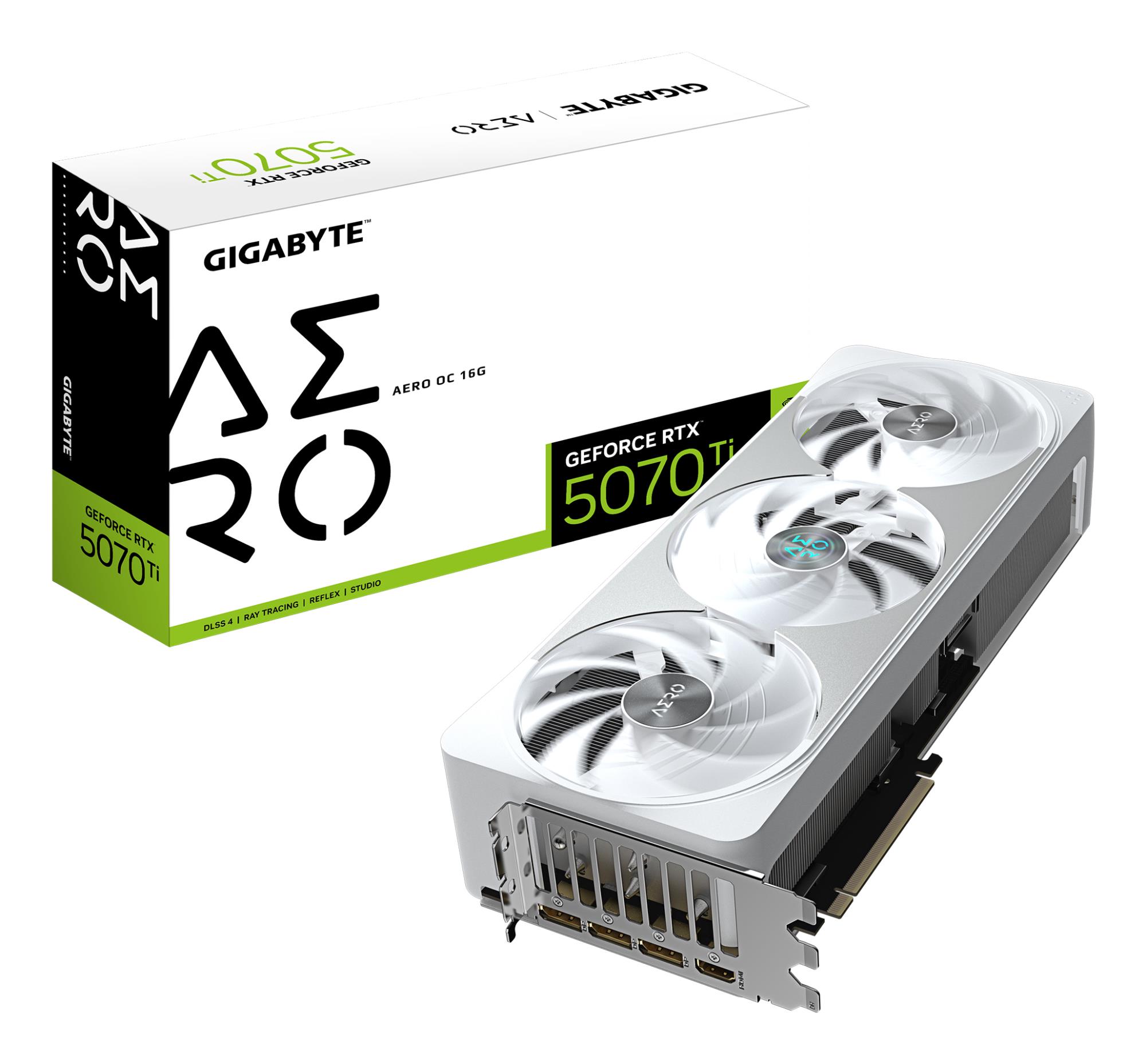 Graphics Card GIGABYTE NVIDIA GeForce RTX 5070 Ti 16 GB GDDR7 256 bit PCIE 5.0 16x GPU 2588 MHz Dual Slot Fansink 1xHDMI 3xDisplayPort GV-N507TAEROOC-16GD1.0