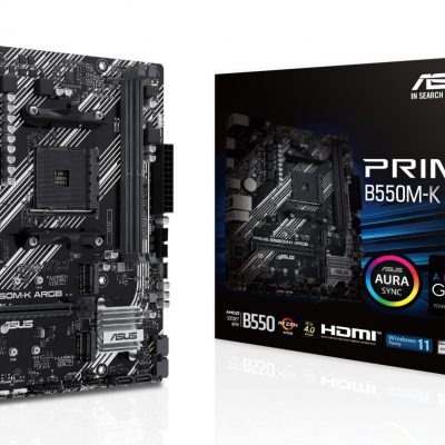 Mainboard ASUS AMD B550 SAM4 Micro-ATX Memory DDR4 Memory slots 2 1xPCI-Express 3.0 1x 1xPCI-Express 3.0 16x 1xPCI-Express 4.0 16x 1xM.2 1xHDMI 1xDisplayPort 1xAudio-In 1xAudio-Out 1xMicrophone 2xUSB 2.0 4xUSB 3.2 1xPS/2 1xRJ45 PRIMEB550M-KARGB