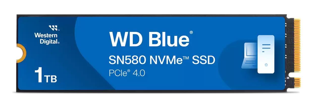 SSD WESTERN DIGITAL Blue SN580 1 TB M.2 PCI Express 4.0 NVMe Yes Write speed 4150 MB/s Read speed 4150 MB/s 600xTBW rating Bulk WDS100T3B1E-00CHF0