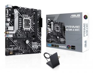 Mainboard ASUS Intel H610 LGA 1700 micro ATX RAM DDR5-SDRAM 2xSlots Wi-Fi Yes Bluetooth Yes 2xNumber of M.2 (M) slots PRIMEH610M-AWIFI
