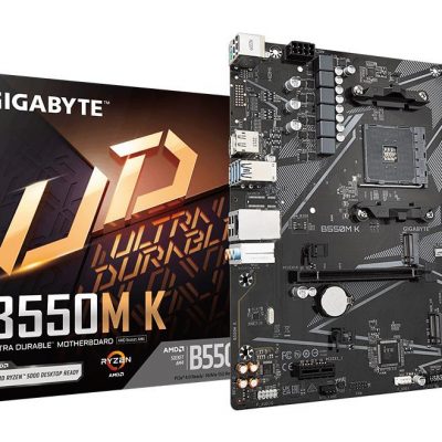 Mainboard GIGABYTE AMD B550 SAM4 Micro-ATX Memory DDR4 Memory slots 4 1xPCI-Express 3.0 1x 1xPCI-Express 4.0 16x 2xM.2 1xHDMI 1xDisplayPort 2xAudio-In 1xAudio-Out 4xUSB 2.0 4xUSB 3.2 1xPS/2 1xRJ45 B550MK