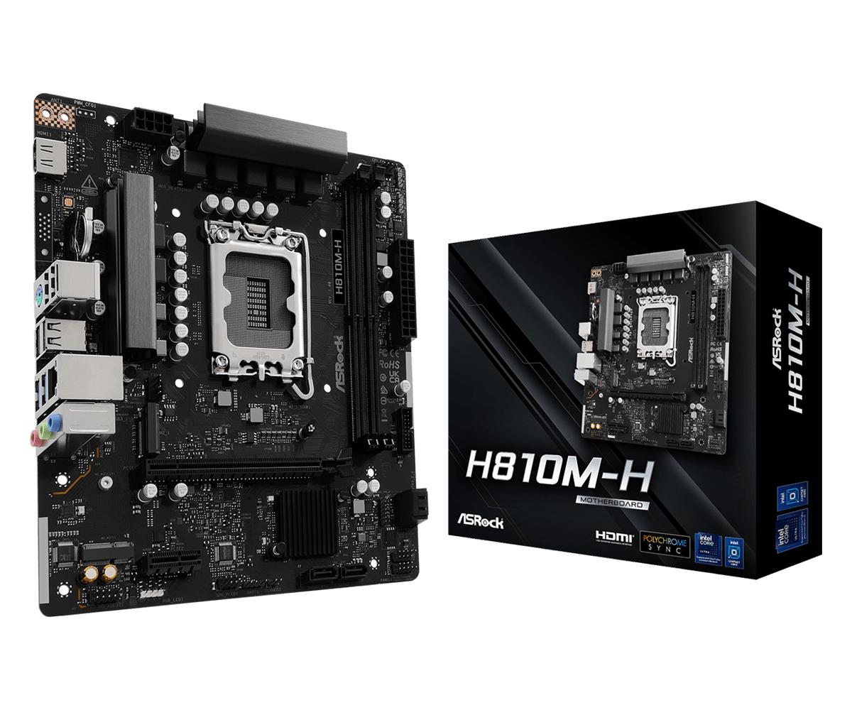 Mainboard ASROCK H810M-H Intel H810 LGA 1851 (Socket V1) micro ATX RAM DDR5-SDRAM 2xSlots 1xNumber of M.2 (M) slots