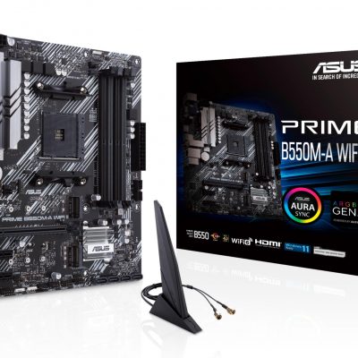 Mainboard ASUS AMD B550 SAM4 MicroATX Memory DDR4 Memory slots 4 2xPCI-Express 3.0 1x 1xPCI-Express 4.0 16x 2xM.2 1x15pin D-sub 1xDVI-D 1xHDMI 2xAudio-In 1xAudio-Out 6xUSB 3.2 1xPS/2 1xRJ45 PRIMEB550M-AWIFIII