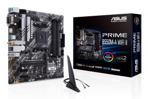 Mainboard|ASUS|AMD B550|SAM4|MicroATX|Memory DDR4|Memory slots 4|2xPCI-Express 3.0 1x|1xPCI-Express 4.0 16x|2xM.2|1x15pin D-sub|1xDVI-D|1xHDMI|2xAudio-In|1xAudio-Out|6xUSB 3.2|1xPS/2|1xRJ45|PRIMEB550M-AWIFIII