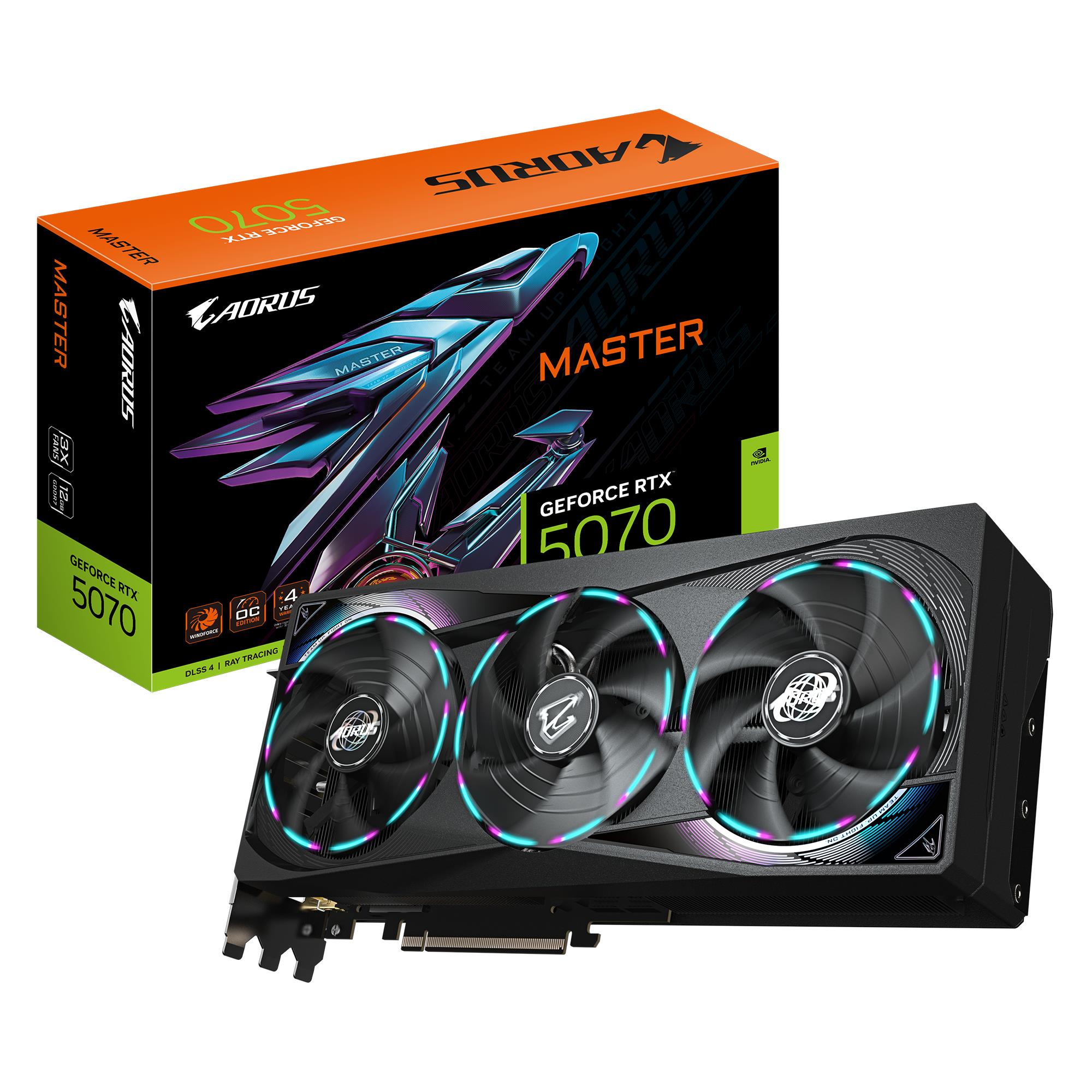 Graphics Card GIGABYTE NVIDIA GeForce RTX 5070 12 GB GDDR7 192 bit PCIE 5.0 16x GPU 2715 MHz Triple slot Fansink 1xHDMI 3xDisplayPort GV-N5070AORUSM-12GD