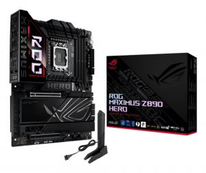 Mainboard ASUS Intel Z890 LGA1851 ATX Memory DDR5 Memory slots 4 1xPCI-Express 4.0 1x 1xPCI-Express 4.0 16x 1xPCI-Express 5.0 16x 6xM.2 1xHDMI 1xAudio-In 1xAudio-Out 4xUSB 3.0 4xUSB 3.1 1xUSB-C 2xUSB-C w/Thunderbolt 1xOptical S/PDIF 2xRJ45 ROGMAXIMUSZ890HERO