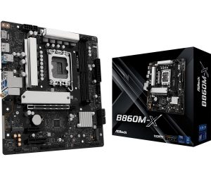 Mainboard ASROCK Intel B860 Express LGA1851 Micro-ATX Memory DDR5 Memory slots 2 1xPCI-Express 4.0 1x 1xPCI-Express 4.0 4x 1xPCI-Express 4.0 16x 1xM.2 1xHDMI 1xDisplayPort 1xAudio-In 1xAudio-Out 1xMicrophone 2xUSB 2.0 3xUSB 3.2 1xUSB-C 1xRJ45 B860M-X