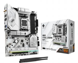 Mainboard ASROCK AMD B850 SAM5 ATX Memory DDR5 Memory slots 4 1xPCI-Express 4.0 16x 1xPCI-Express 5.0 16x 1xM.2 1xHDMI 1xAudio-In 1xAudio-Out 4xUSB 2.0 5xUSB 3.2 2xUSB-C 1xOptical S/PDIF 1xRJ45 B850STEELLEGENDWIFI