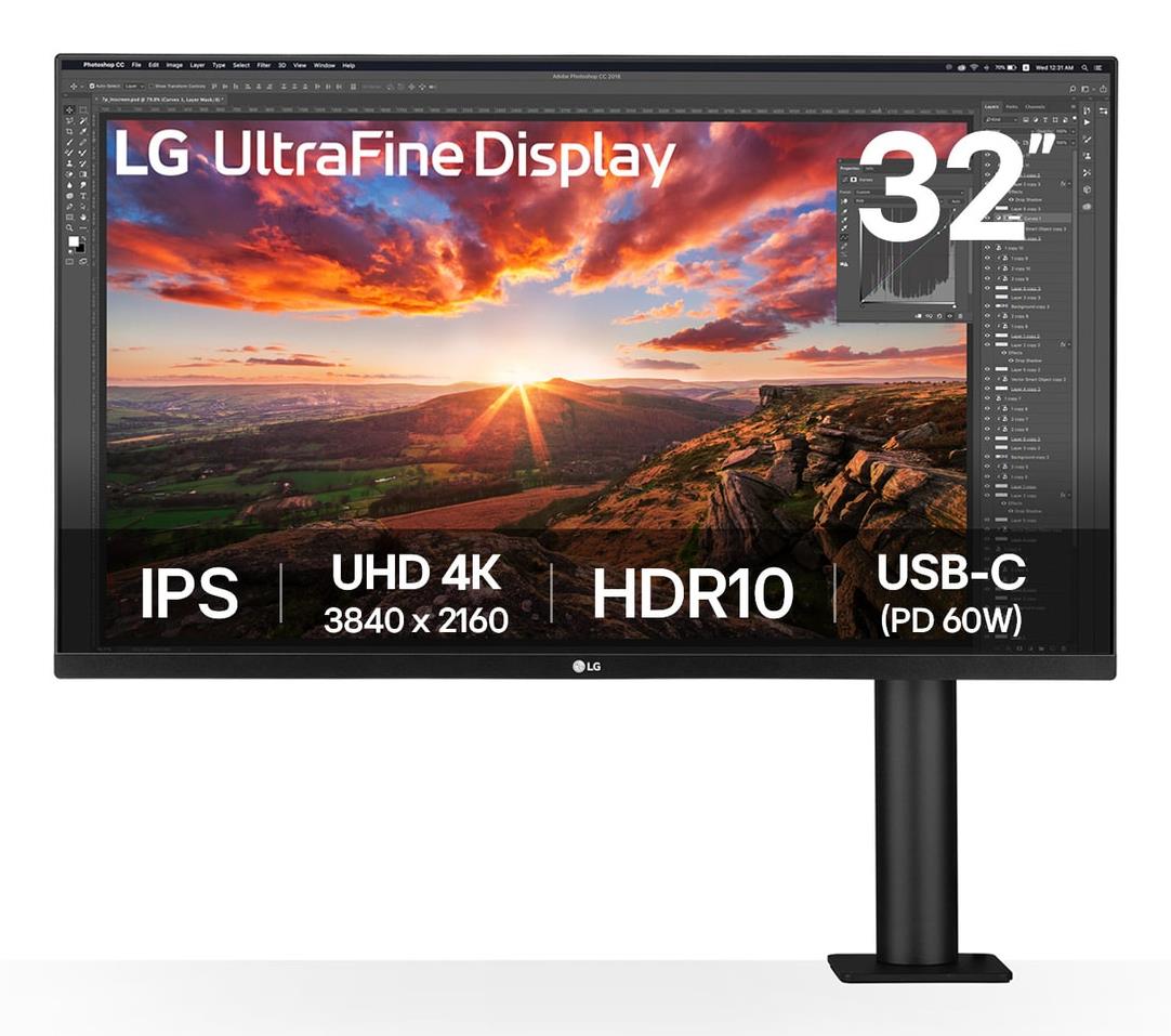 LCD Monitor LG 31.5" Panel IPS 3840x2160 16:9 60Hz 5 ms Speakers Swivel Pivot Height adjustable Tilt Colour Black 32UN880K-B