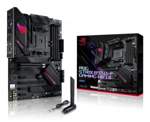 Mainboard ASUS AMD B550 SAM4 ATX Memory DDR4 Memory slots 4 3xPCI-Express 3.0 1x 1xPCI-Express 3.0 4x 1xPCI-Express 4.0 16x 2xM.2 1xHDMI 1xDisplayPort 2xAudio-In 3xAudio-Out 2xUSB 2.0 5xUSB 3.2 1xUSB type C 1xOptical S/PDIF 1xRJ45 2xRF-Out STRIXB550-FGAMWIFIII