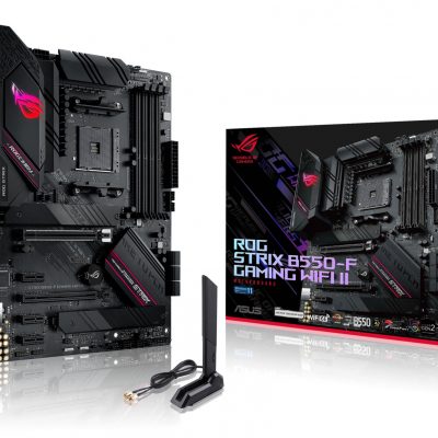 Mainboard ASUS AMD B550 SAM4 ATX Memory DDR4 Memory slots 4 3xPCI-Express 3.0 1x 1xPCI-Express 3.0 4x 1xPCI-Express 4.0 16x 2xM.2 1xHDMI 1xDisplayPort 2xAudio-In 3xAudio-Out 2xUSB 2.0 5xUSB 3.2 1xUSB type C 1xOptical S/PDIF 1xRJ45 2xRF-Out STRIXB550-FGAMWIFIII