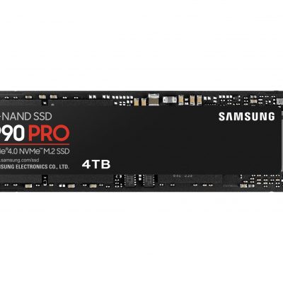 SSD SAMSUNG 990 PRO 4TB M.2 PCIe Gen4 NVMe TLC Write speed 6900 MBytes/sec Read speed 7450 MBytes/sec 2.3mm TBW 2400 TB MTBF 1500000 hours MZ-V9P4T0BW