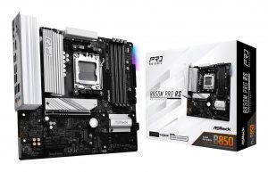 Mainboard ASROCK AMD B850 SAM5 Micro-ATX Memory DDR5 Memory slots 4 1xPCI-Express 4.0 4x 1xPCI-Express 5.0 16x 1xM.2 1xHDMI 1xDisplayPort 1xAudio-In 1xAudio-Out 1xMicrophone 4xUSB 2.0 3xUSB 3.2 1xUSB-C 1xRJ45 B850MPRORS